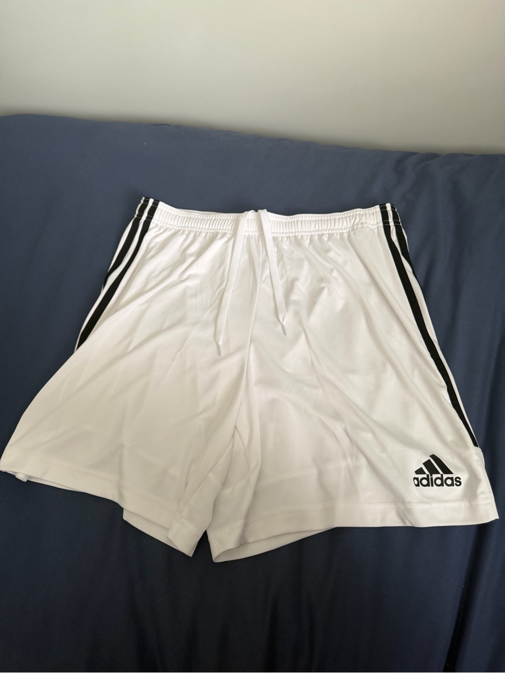 adidas White Athletic Shorts with Black Side Stripes